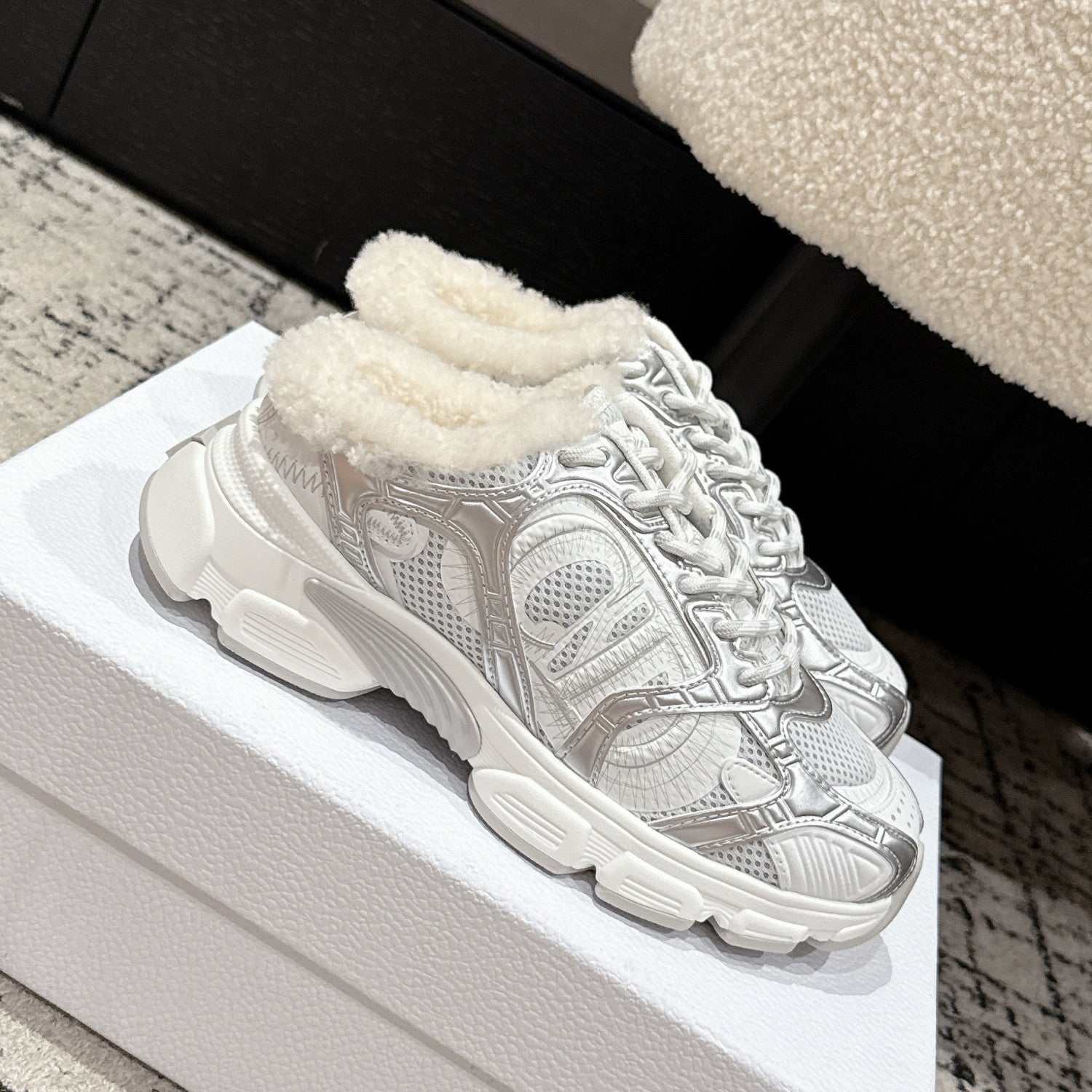 Dior Alps Dior Chrono Women's Fall/winter Casual Round Toe Lace Up Slip On Flat Low Top Heel Exposed Fleece Lined Moccasin Sneakers Shoes #79453
