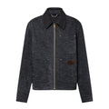 Louis Vuitton Men's Spring and Fall Black Embossed Pattern Spliced Zipper Long Sleeve Jacket #74969