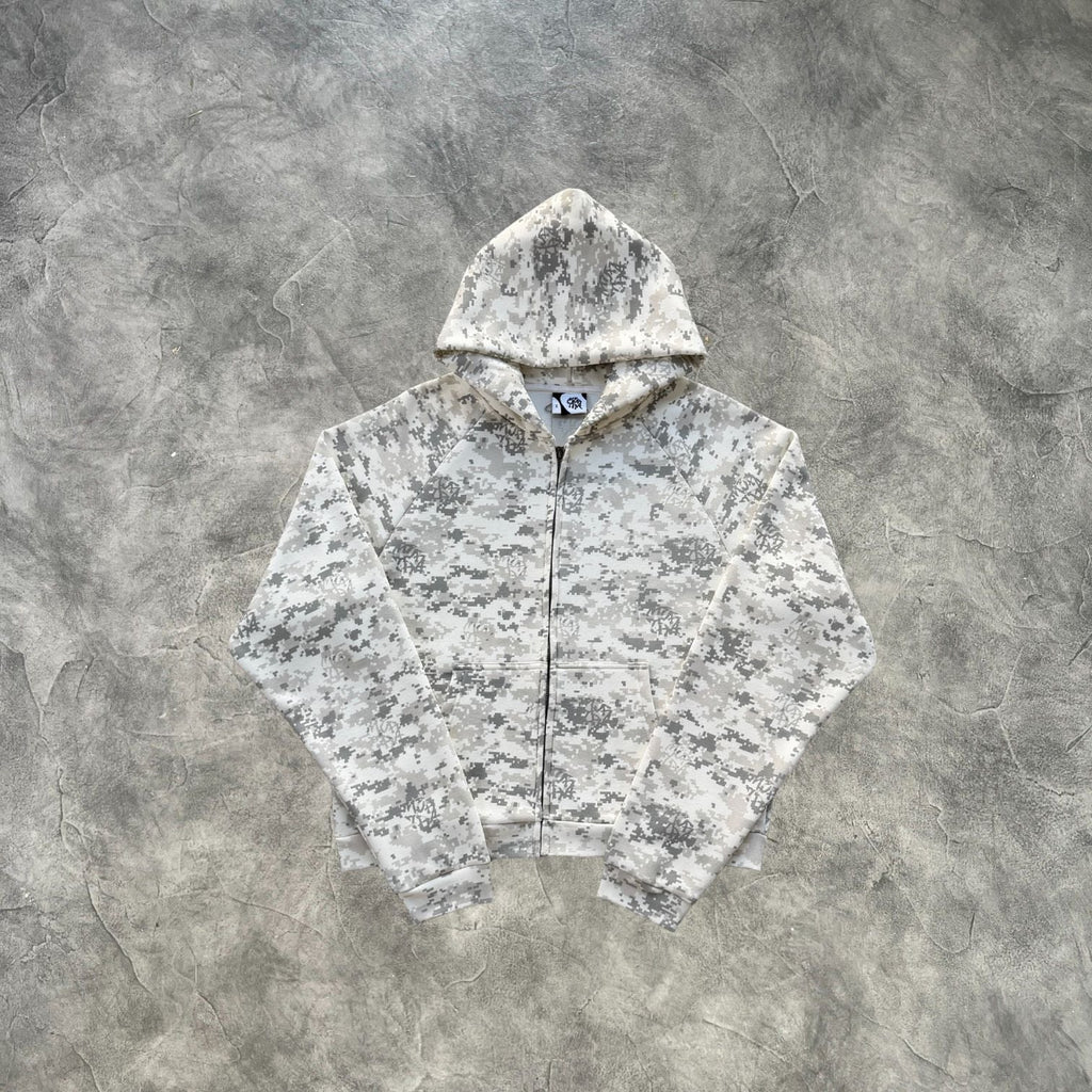 Mertra Zip-Up Hoodie Off-White Camouflage