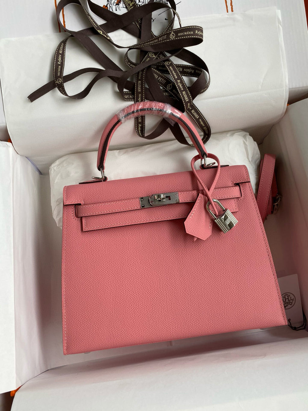 Hermes Kelly 25cm/28cm/32cm Epsom Original Leather Top-Grade Leather Handbag Bag Handcrafted Leather Bag From The Original Factory's Premium Custom Collection #194844