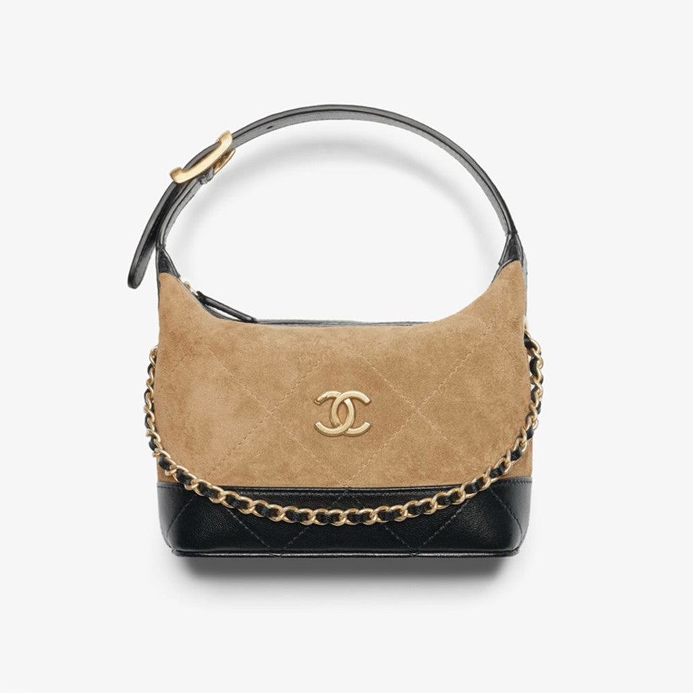 Chanel 26s Hobo Brown And Black Suede Handbag Shoulder Bag Lunch Bag Diamond-quilted Chain-handle Handbag Crossbody Bags #82954A