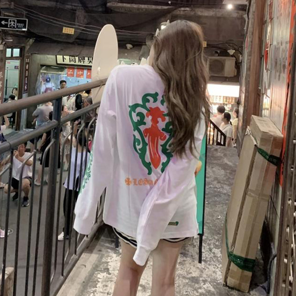 Chrome Hearts Men's Women's Summer Chao Printed Embroidered Letters Long-Sleeved T-Shirt Men And Women Loose Cotton Bottoming Shirt Tops #76433