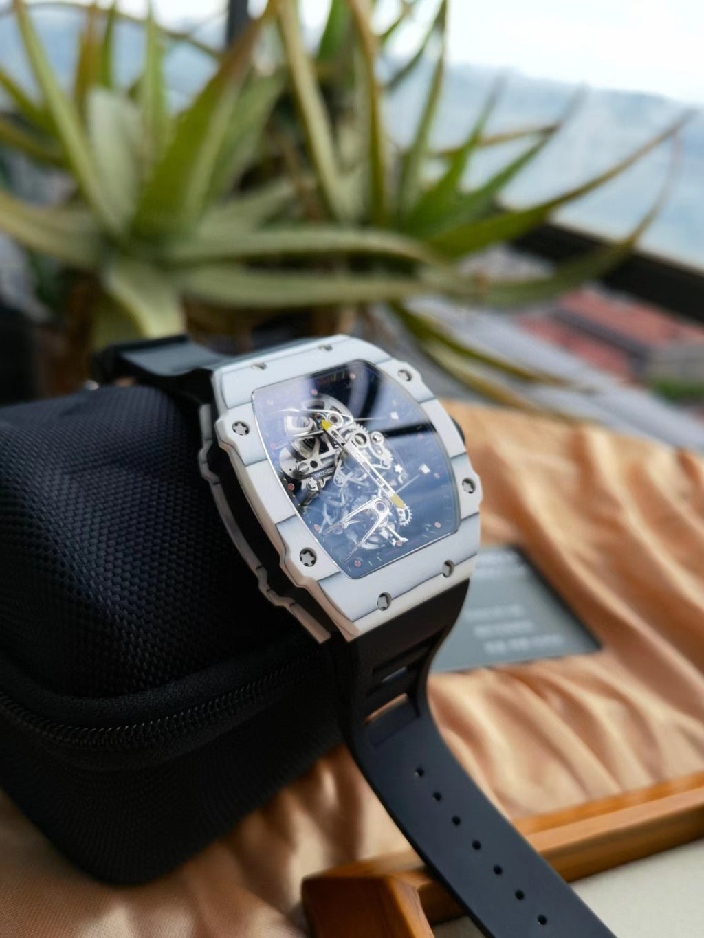 Carbon Fiber Tourbillon Wrist Watch Accessories Jewelry #82468