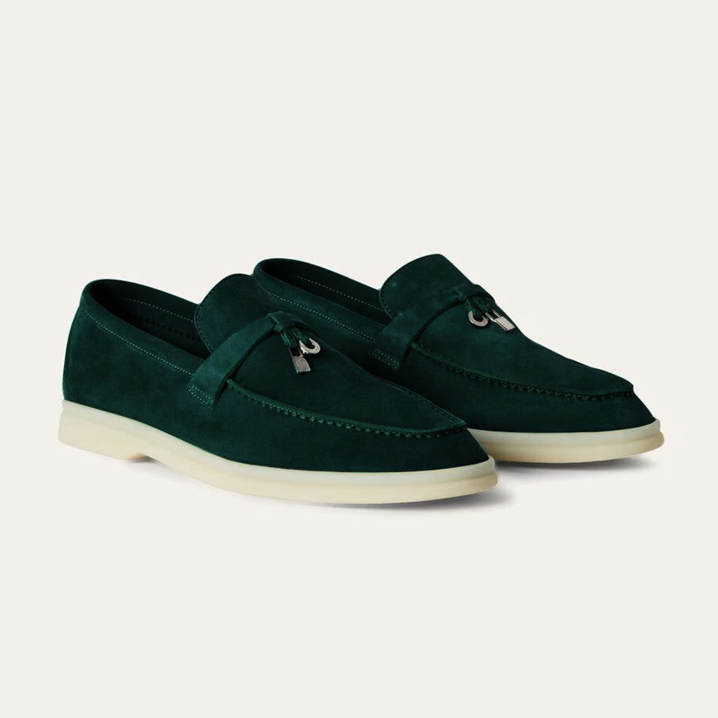 Loro Piana Women's Summer Charms Walk Mocassin Shoes Suede Round-Toe Solid-Color All-Season Casual Shoes #81538