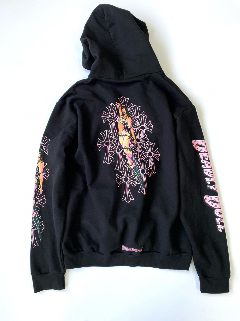 Chrome Hearts Men's Fall/Winter Fan Cross Graffiti Print Black Hooded Zipper Jacket #97956