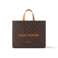 Louis Vuitton Men's Brown Classic Vintage Adjustable Shoulder Strap Embroidered Letter Print Tote Bag - Premium Coated Canvas Leather Bag #75711