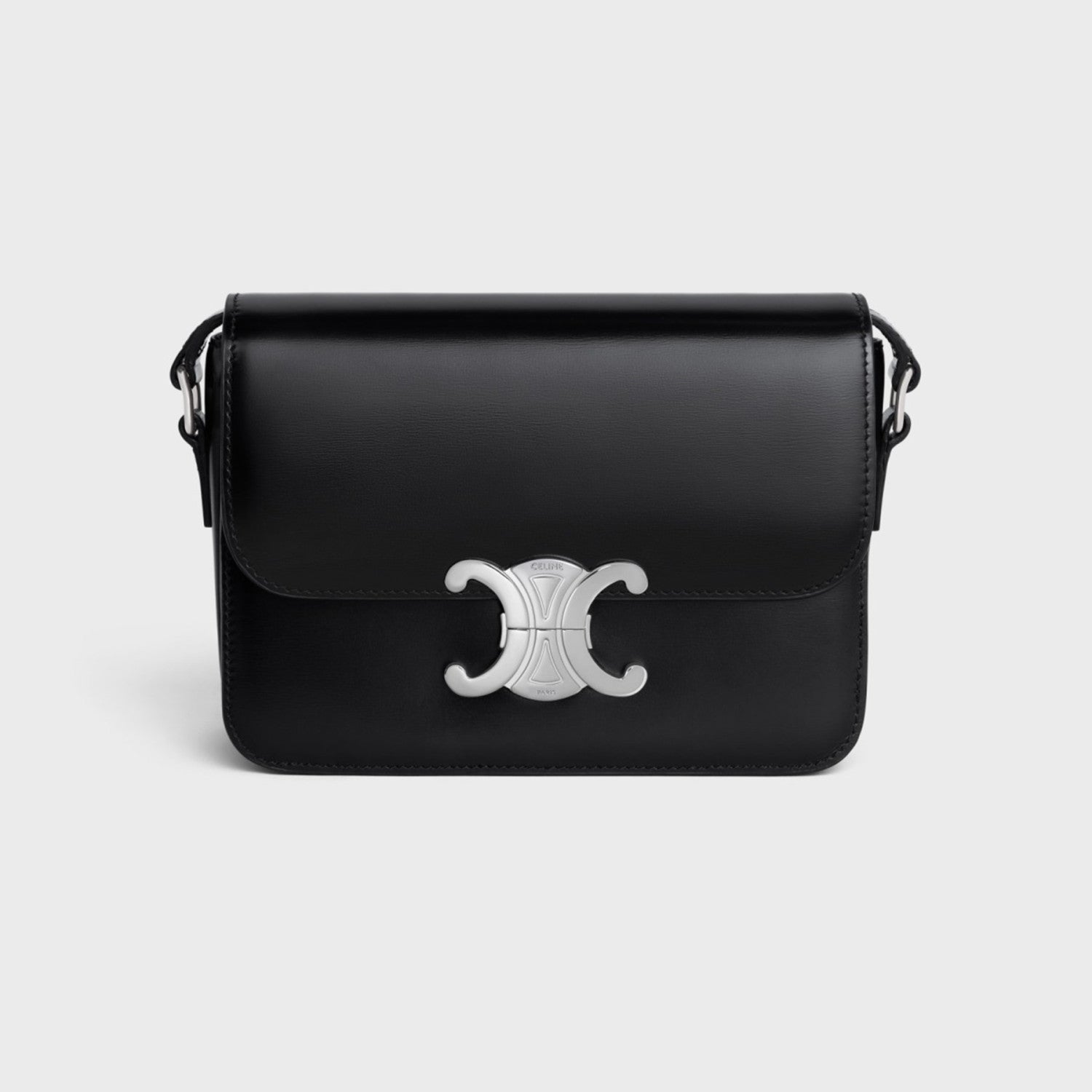 Celine Triomphe Medium Classic Premium Vintage-style Metallic Gold Logo Accent Leather Solid-colour Handbag Bag Lady Bags #196193