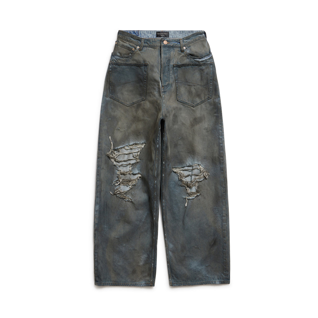 Balenciaga Patched Pockets Baggy Jeans In Blue Denim Pants Ngvp #6367