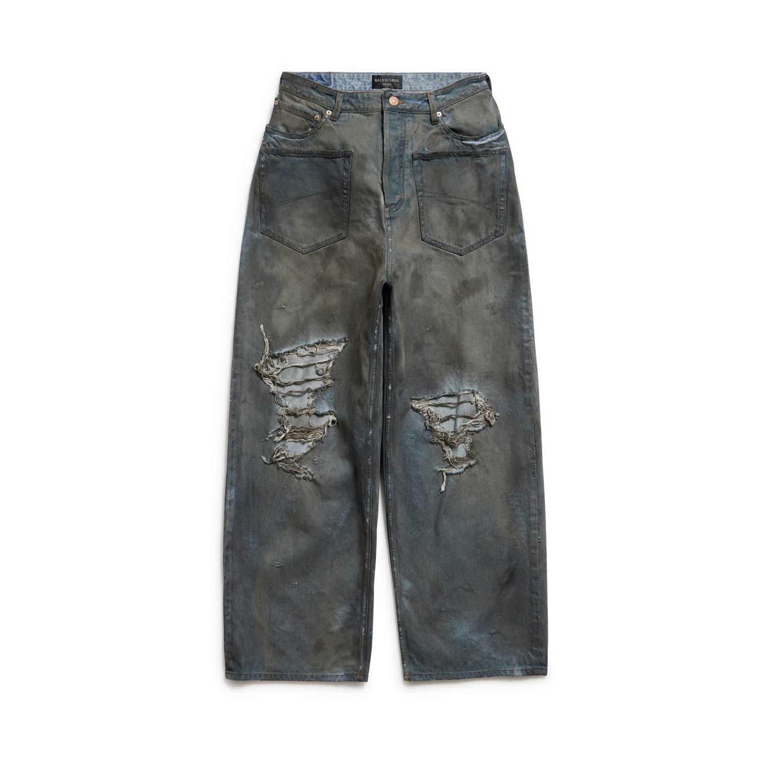 Balenciaga Patched Pockets Baggy Jeans In Blue Denim Pants Ngvp #6367