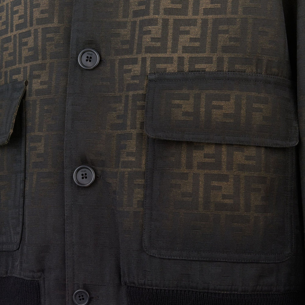 Fendi  Men's Tight Jacket Canvas Ff Eclissi Jacket Vintage Gradient Aged Fashion Casual Jacket #71554