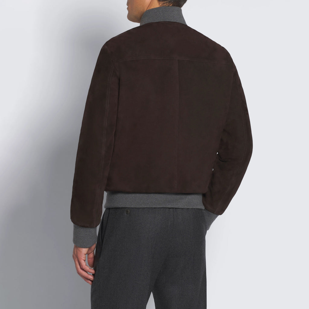 Brioni Men's Fall/Winter Fashion Casual Crew Neck Zipper Color Blocked Suede Jacket #79134