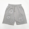 Denim Tears X Swarovski Men's Women's Summer Floral Rhinestone Solid Color Drawstring Tie Cotton Cashmere Casual Shorts Ngvp #1826