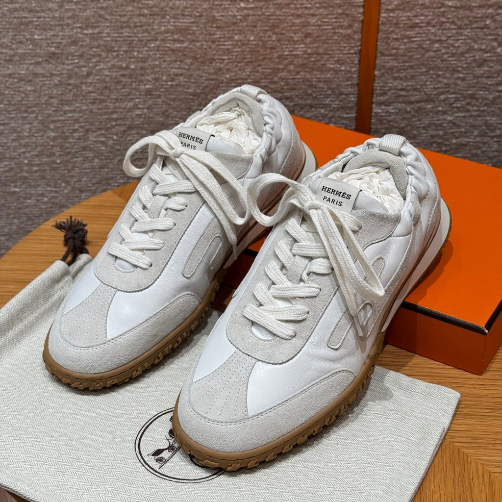 Hermes Jet Men's And Women's Spring/Fall Fashion Casual Round Toe Lace Up Low Top Suede Rubber Sole Training Shoes Sneakers #78581