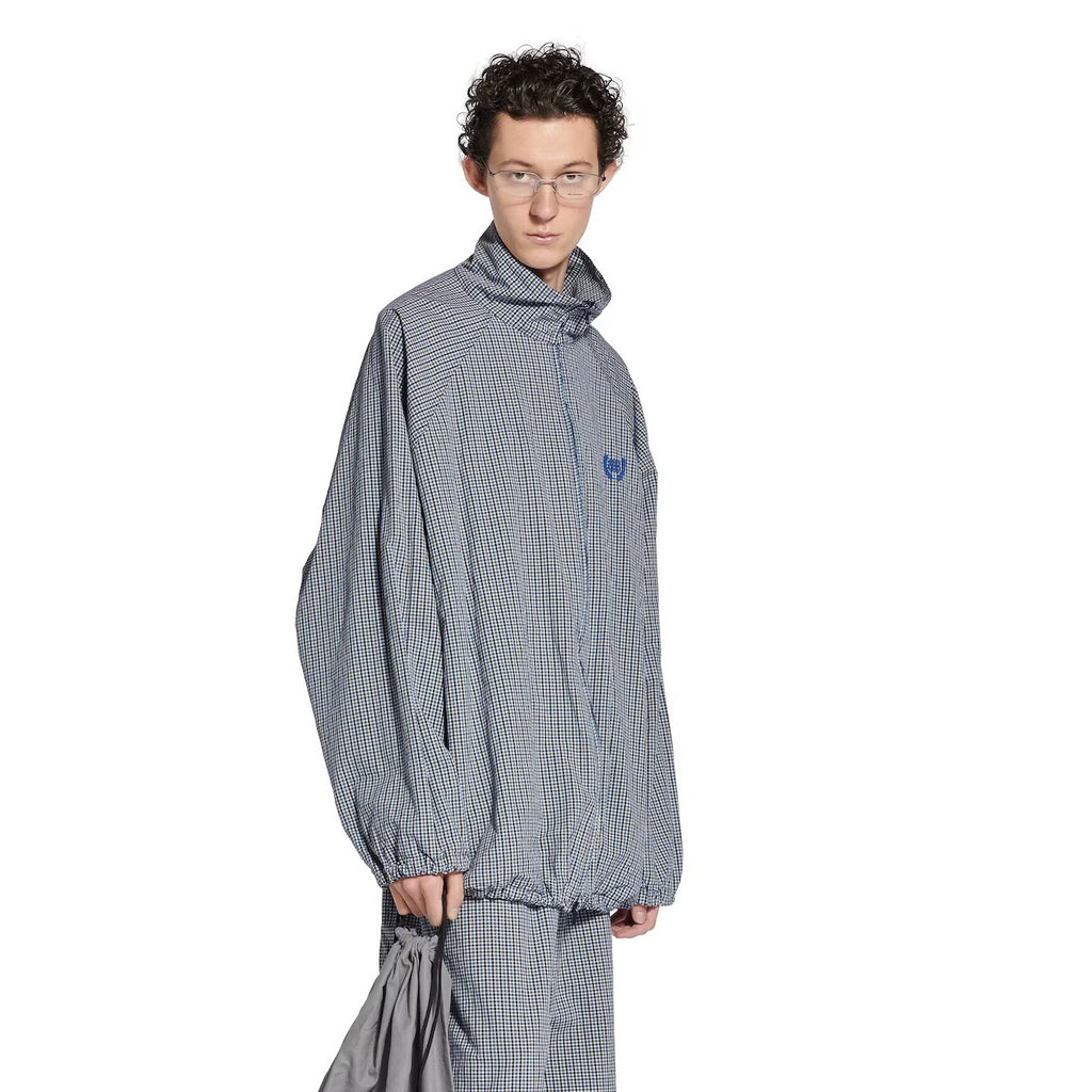 Balenciaga Men's And Women's Fall/Winter Fashion Casual Oversized Drop Shoulder Logo Embroidered Fine Checkered Trench Coat Jacket #78749