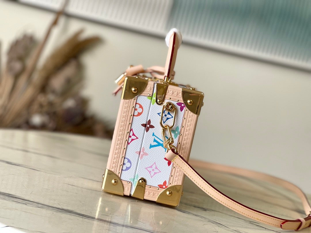 Louis Vuitton LV x TM Petite Valise Women's Detachable Adjustable Shoulder Strap Colorful Letter Printed Coated Canvas Single Shoulder Slanting Handbag Bag Bags #75435