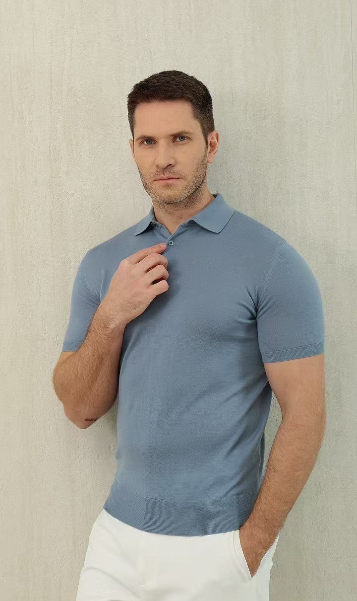 Loro Piana King's Gift® Men's Polo Shirt Spring Summer Fashion Casual Button Short Sleeve Top Knitted T-shirt Lapel Men's Clothes Ngvp #9957
