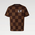 Louis Vuitton Men's Damier Imitation Crystal Applique Checkerboard Checkerboard Summer Cotton Solid Color Short Sleeve Round Neck Short Sleeve T-Shirt #81339