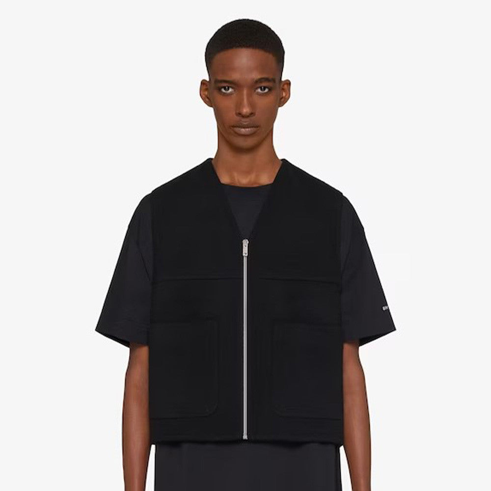 Givenchy Men's Spring & Autumn Solid Color Multi-Pocket V-Neck Zipper Sleeveless Double Sided Wool & Cashmere Vest Ngvp #7644