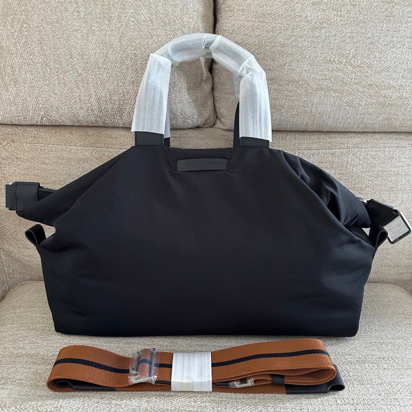 Zegna Ranglan Handbag Bags Black Technology Fabric Luggage Bag # 195388