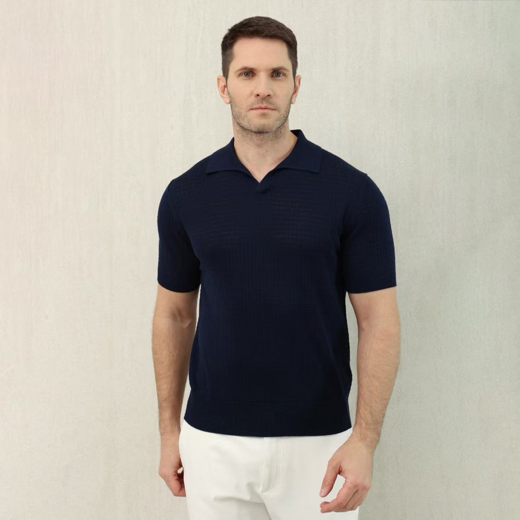 Loro Piana Men's Summer Refreshing Thin Knitted Lapel Short-sleeved Top Multicoloured Fashion Comfortable Temperament T-shirt Ngvp #9956