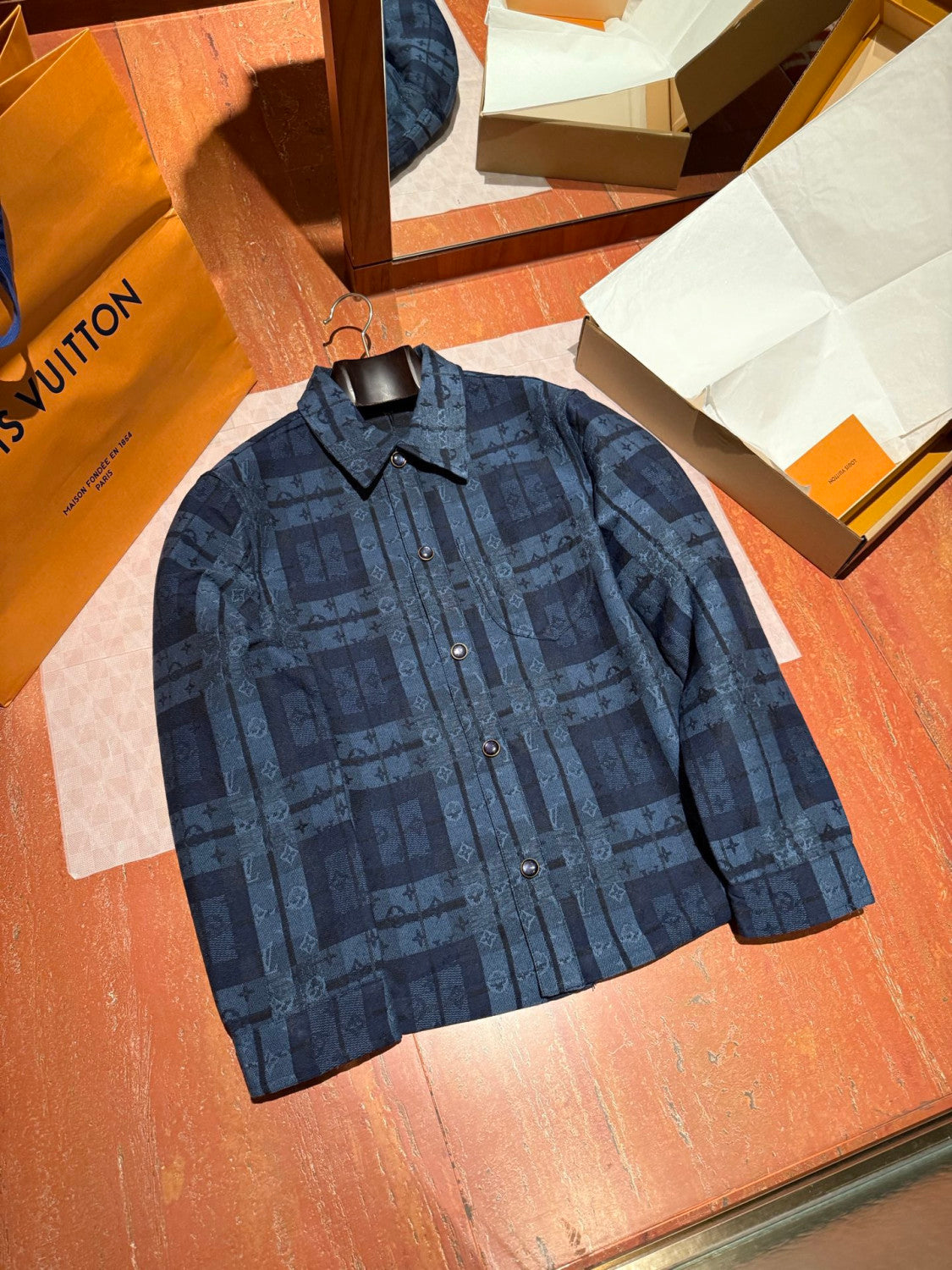 Louis Vuitton Monogram Tartan Denim Overshirt #334103