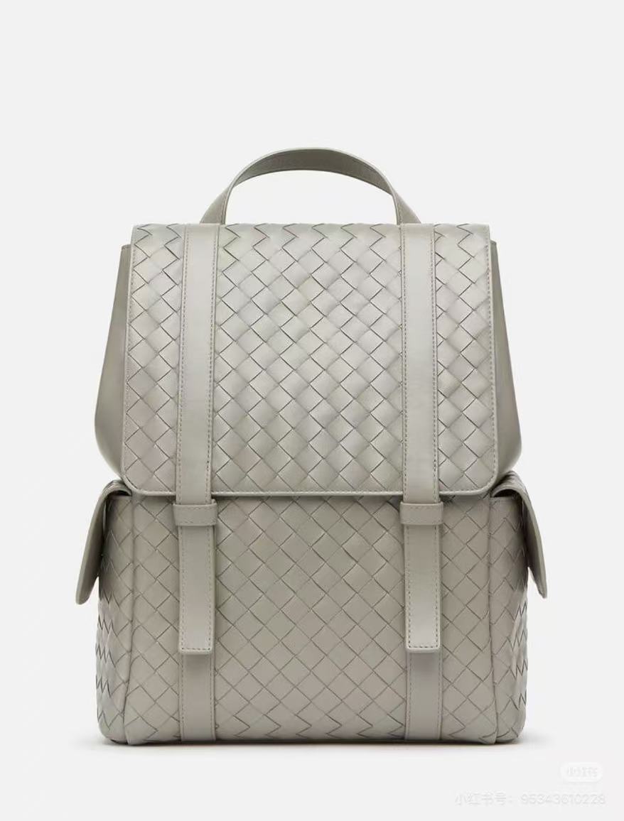 Bottega Veneta Back To School Men's Solid Color Flap Closure Woven Cowhide Leather Shoulder Bag Backpack Rucksack Bags #195225