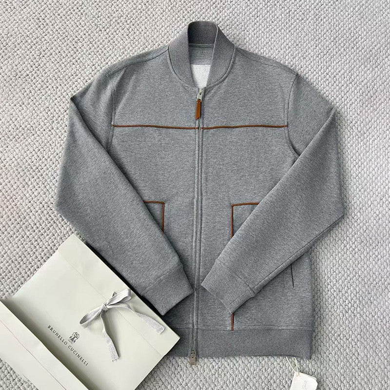 Brunello Cucinelli Men's Spring and Autumn Hooded Long Sleeve Cotton Casual Sports Sweatshirt Zipper Long Sleeve Jacket Ngvp #1766