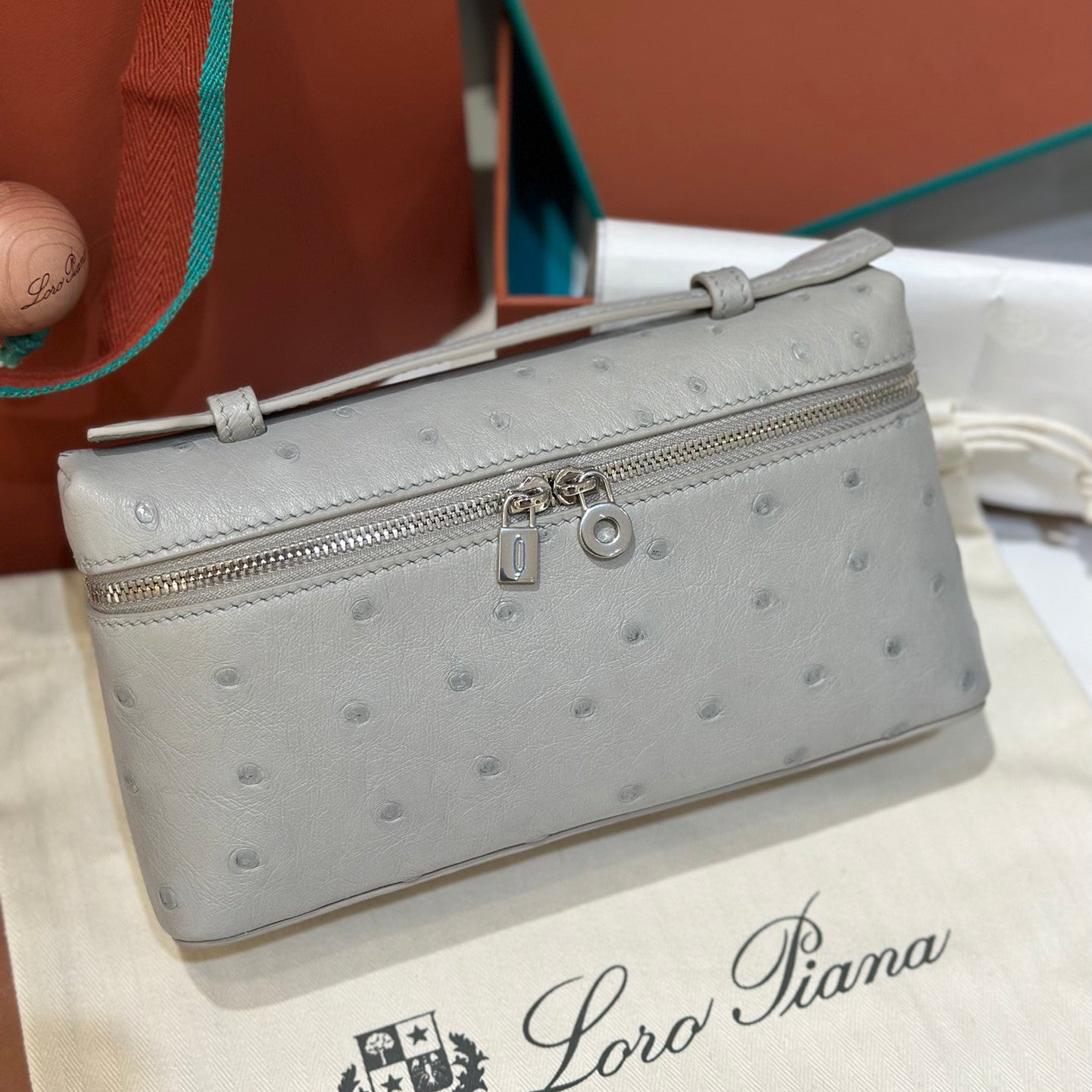 Loro Piana Extra pocket L19 Extra Pocket Women's Solid Color Double Zipper Closure Calfskin Shoulder Bag Bags #75346
