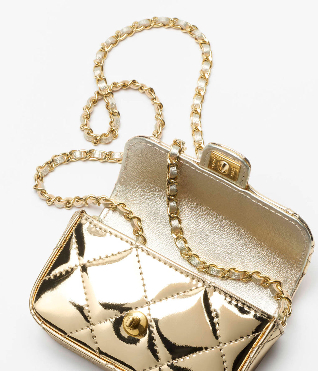 Chanel Small Clutch With Chain Mirror Calfskin Metal #375531