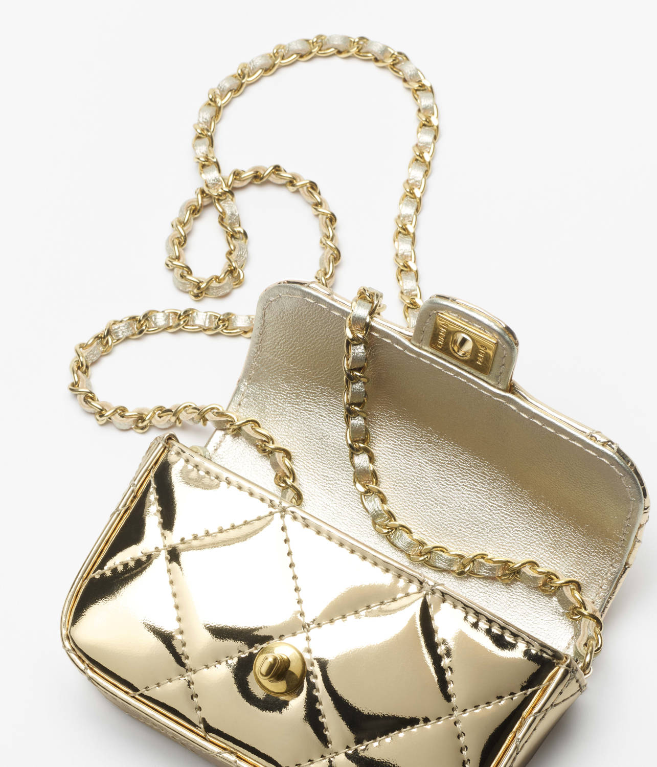 Chanel Small Clutch With Chain Mirror Calfskin Metal #375531