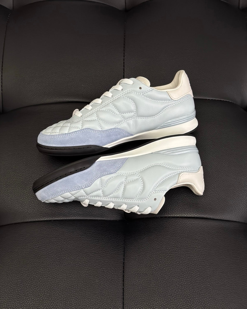 Chanel Women's Solid Color Round Toe Leather Low Top Lace-Up Sneakers Shoes #77416