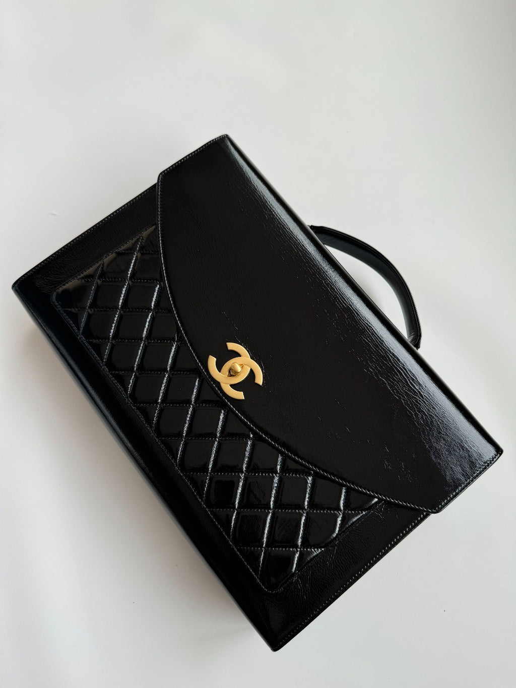 Chanel Advanced Handmade Series Briefcase Patented Wrinkled Lambskin Vintage Buttons #332642