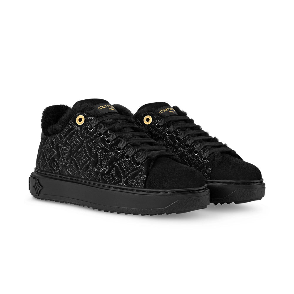 Louis Vuitton Women's Time Out Sneaker Suede Round Toe Lace-up Low-top Sneakers #333372