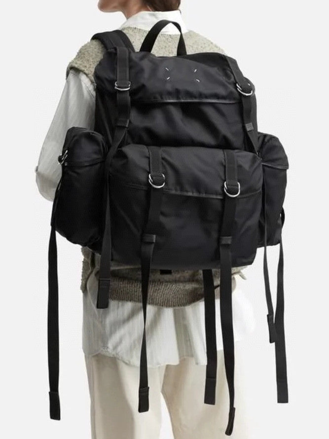 Maison Margiela Men's Nylon Solid Color Adjustable Strap Drawstring Flap High Tech XL Backpack Casual Shoulder Bag Bags SB2WA0013P6763T8013 Ngvp #9919