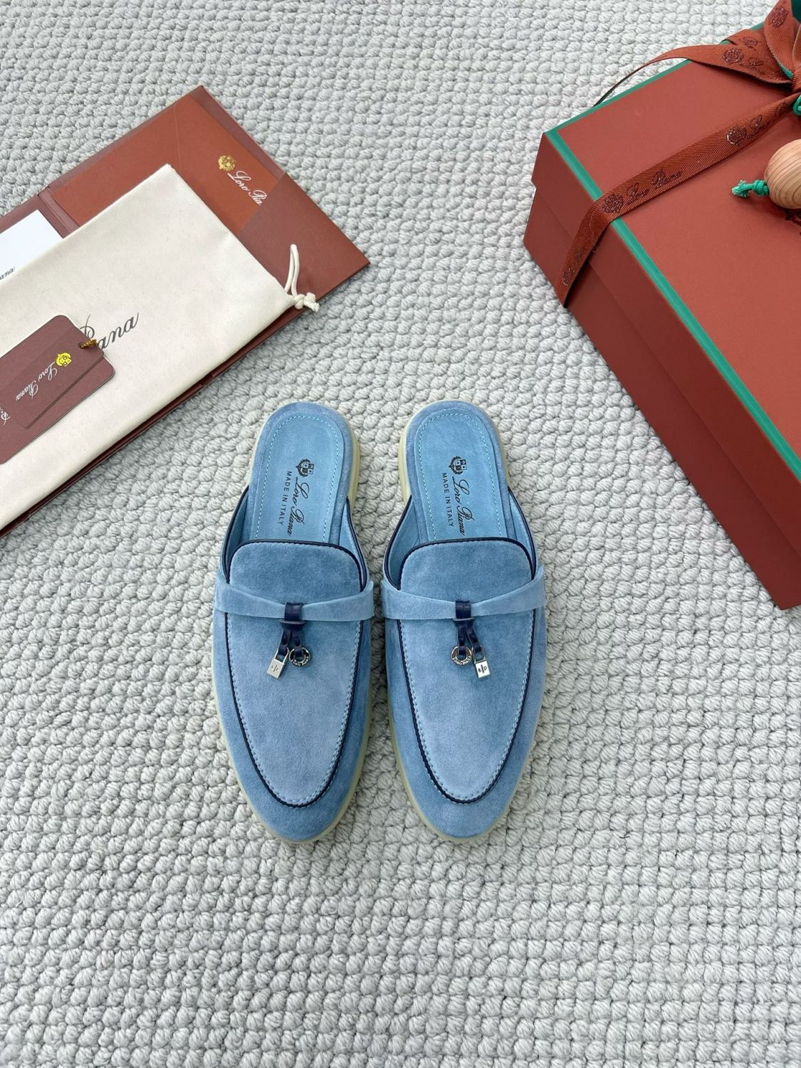 Loro Piana Women's Summer Solid Color Suede Simple Comfortable Rubber Bottom Baotou Slippers Shoes #76545