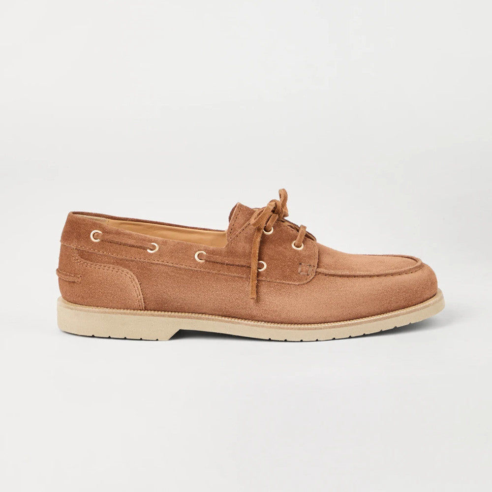Brunello Cucinelli Men's Washed Suede Boat Shoes. Four-Season Solid Color Round Toe Lace-Up Low-Top Casual Shoes Ngvp #2125
