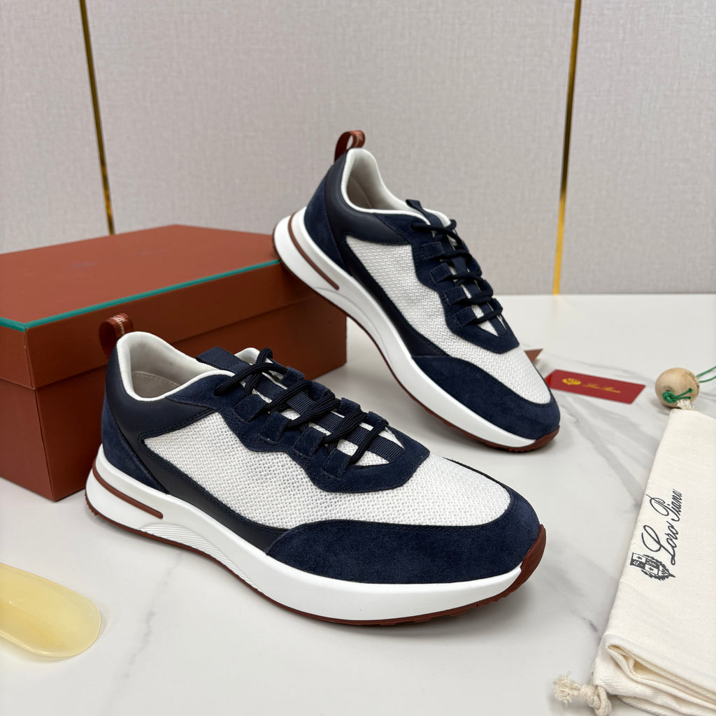 Loro Piana Week End Walk Mesh Cowhide Suede Casual Sneakers #381648