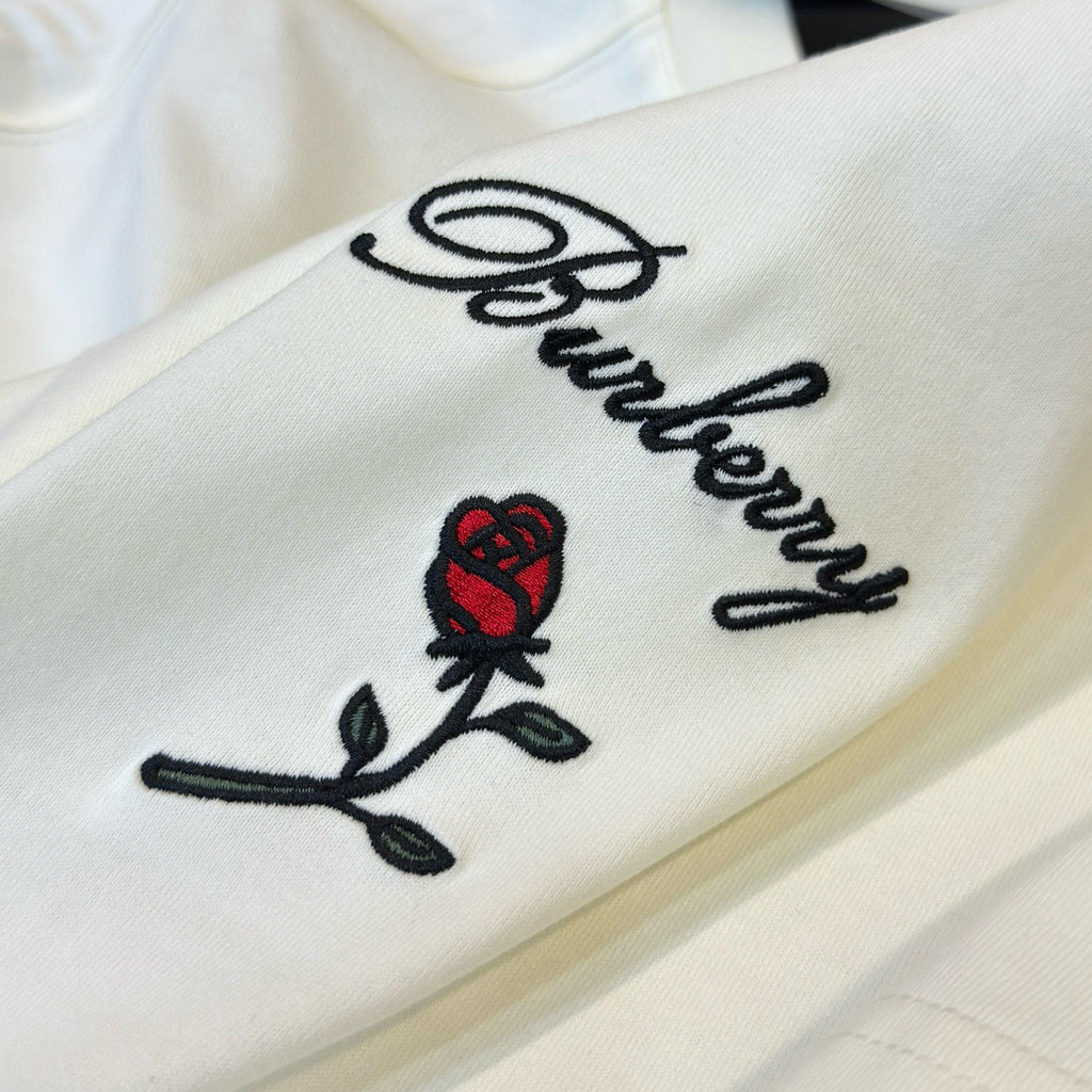 Burberry Men's Women's Summer Letter Floral Embroidery Cotton Round Neck Solid Color Short Sleeve T-Shirt #76328
