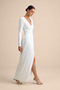 Love Lasts Forever White Sequin Long Sleeve Maxi Dress