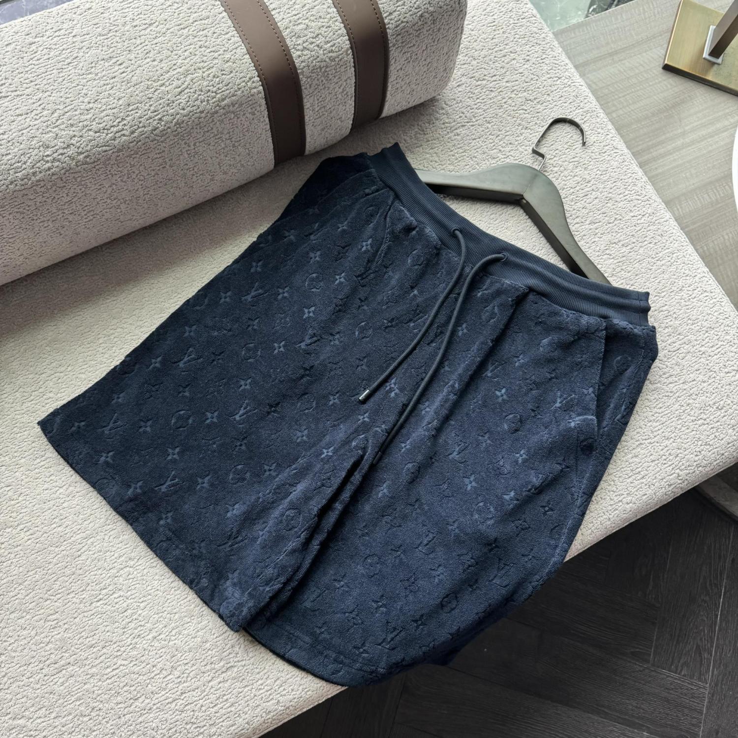 Louis Vuitton Men's Summer Solid Color Letter Print Cotton Terry Cloth Drawstring Shorts #77875