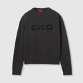 Gucci Wool Cashmere Rib Knit Sweater in Dark Grey and Black #332663