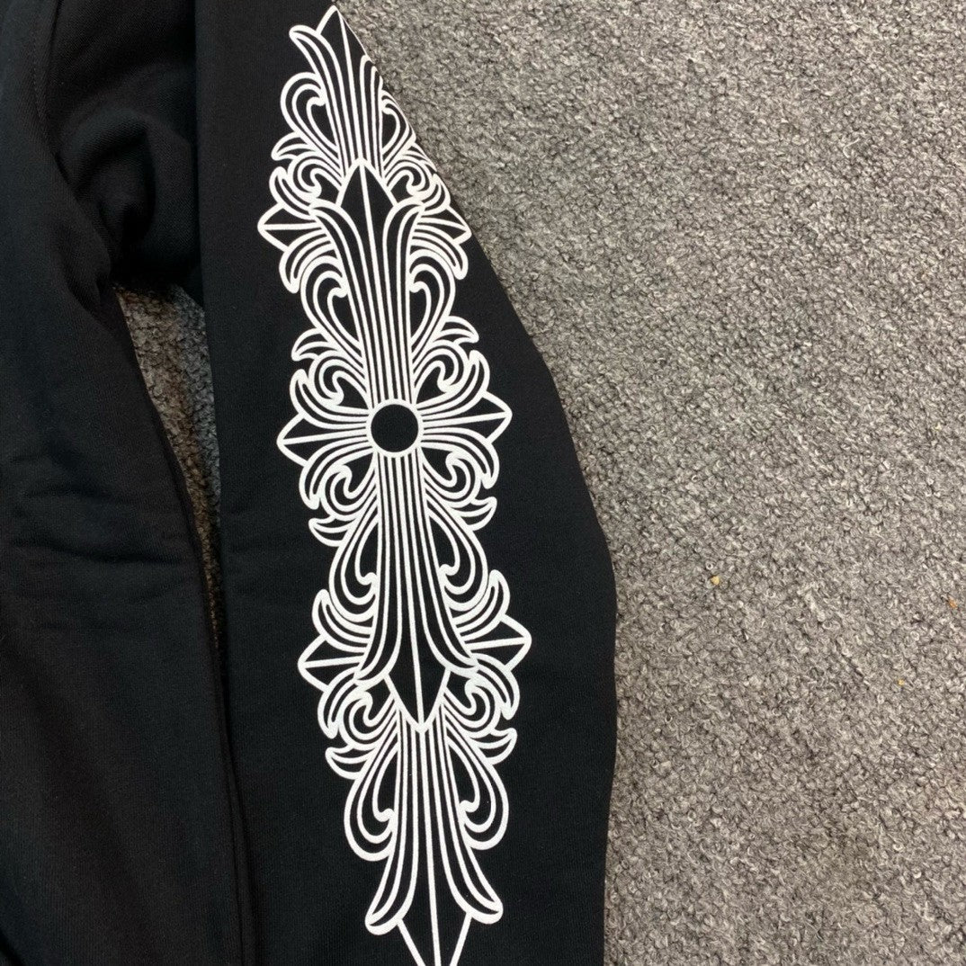 Chrome Hearts Men's Spring and Fall Black Logo Printed Zipper Long Sleeve Hooded Jacket #72485