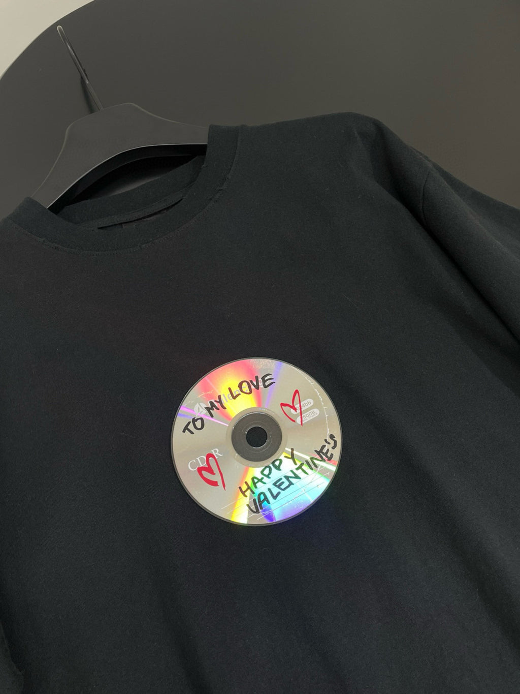 Balenciaga Men's Women's Solid Color To My Love Graffiti Disc Loose Short Sleeve T-Shirt #98316