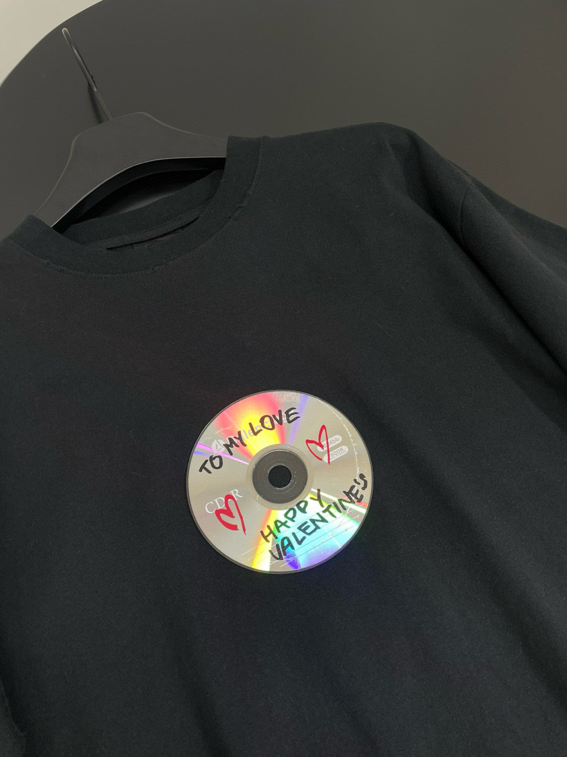 Balenciaga Men's Women's Solid Color To My Love Graffiti Disc Loose Short Sleeve T-Shirt #98316