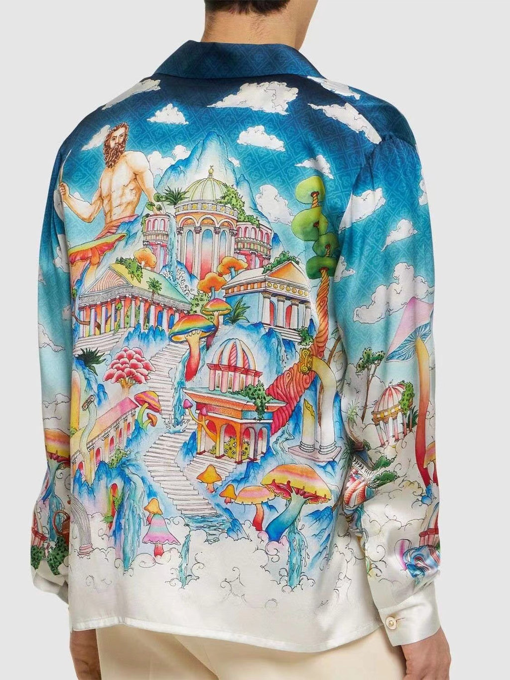 Casablanca Men's Spring And Autumn Patterned Printed Single Breasted Fitted Silk Long Sleeve Shirt #71397