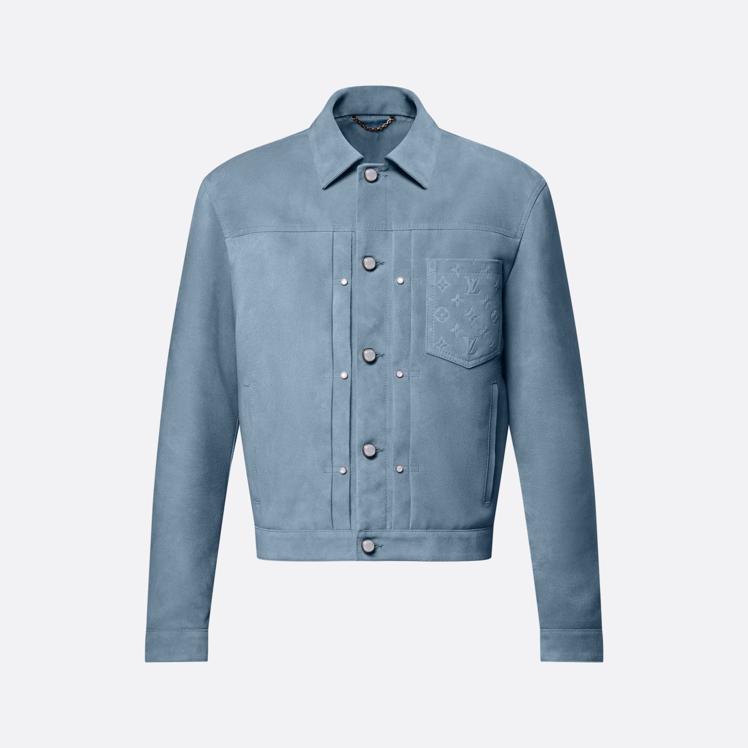 Louis Vuitton TYPE II Men's Spring/autumn Fashion Casual Collared Single Breasted Classic Printed Suede Leather Long Sleeved Jacket #78379