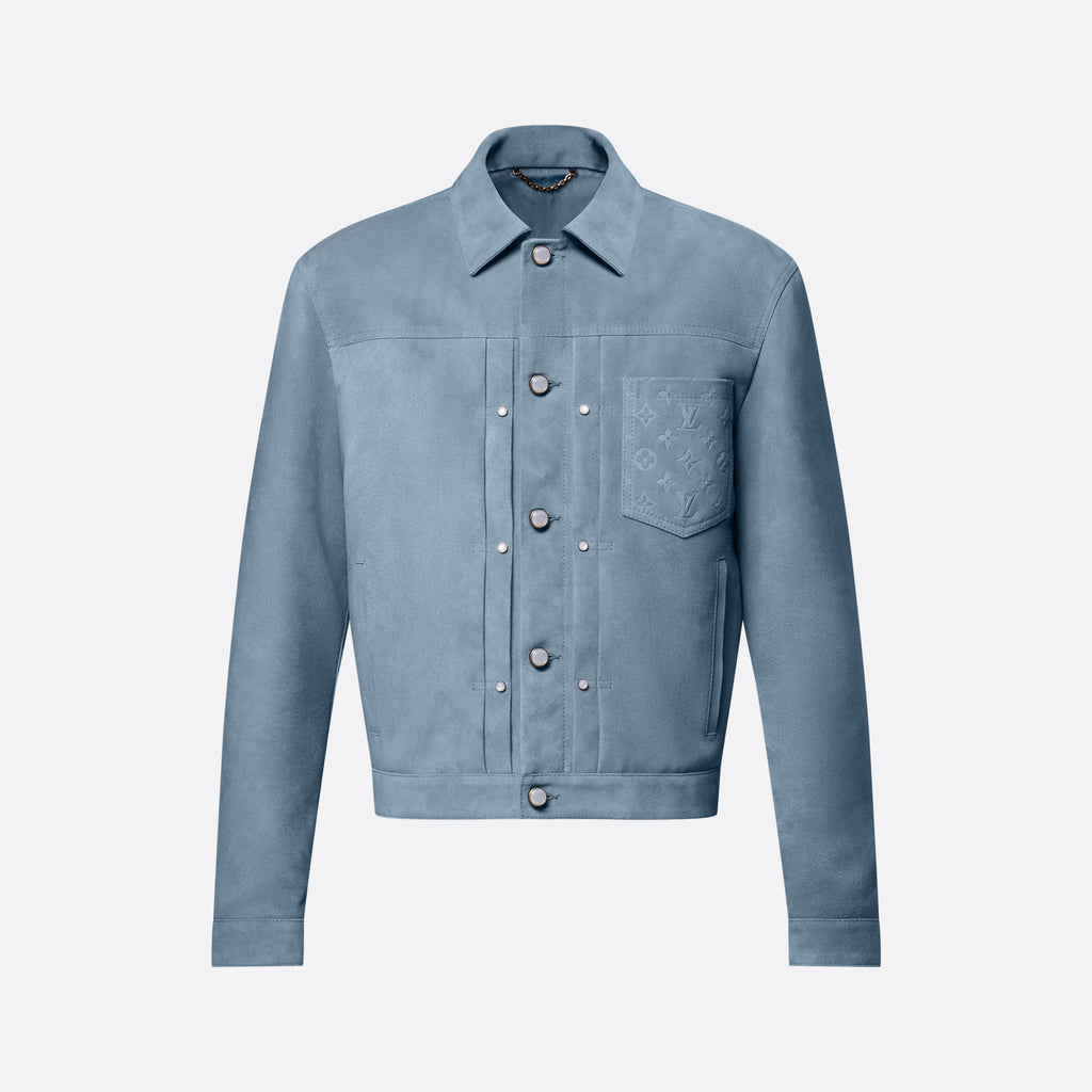 Louis Vuitton TYPE II Men's Spring/autumn Fashion Casual Collared Single Breasted Classic Printed Suede Leather Long Sleeved Jacket #78379