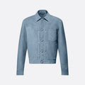 Louis Vuitton TYPE II Men's Spring/autumn Fashion Casual Collared Single Breasted Classic Printed Suede Leather Long Sleeved Jacket #78379