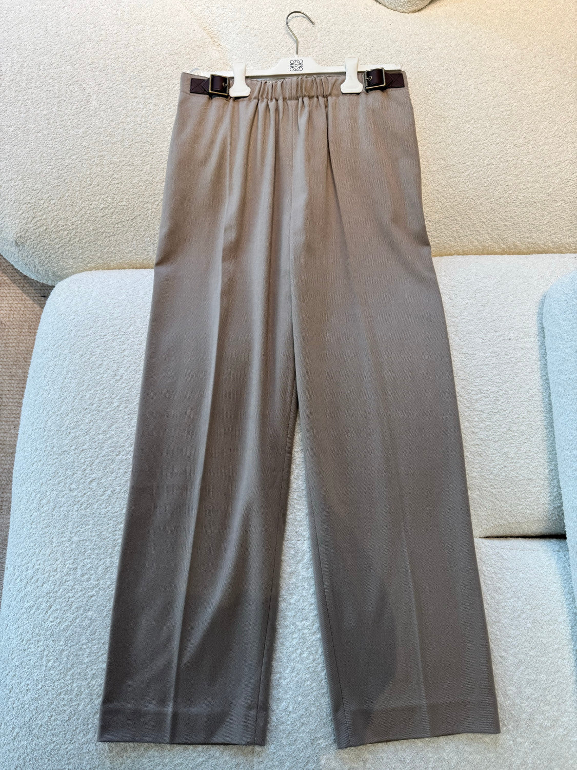 Loewe Belted Trousers in Wool Brown #334790