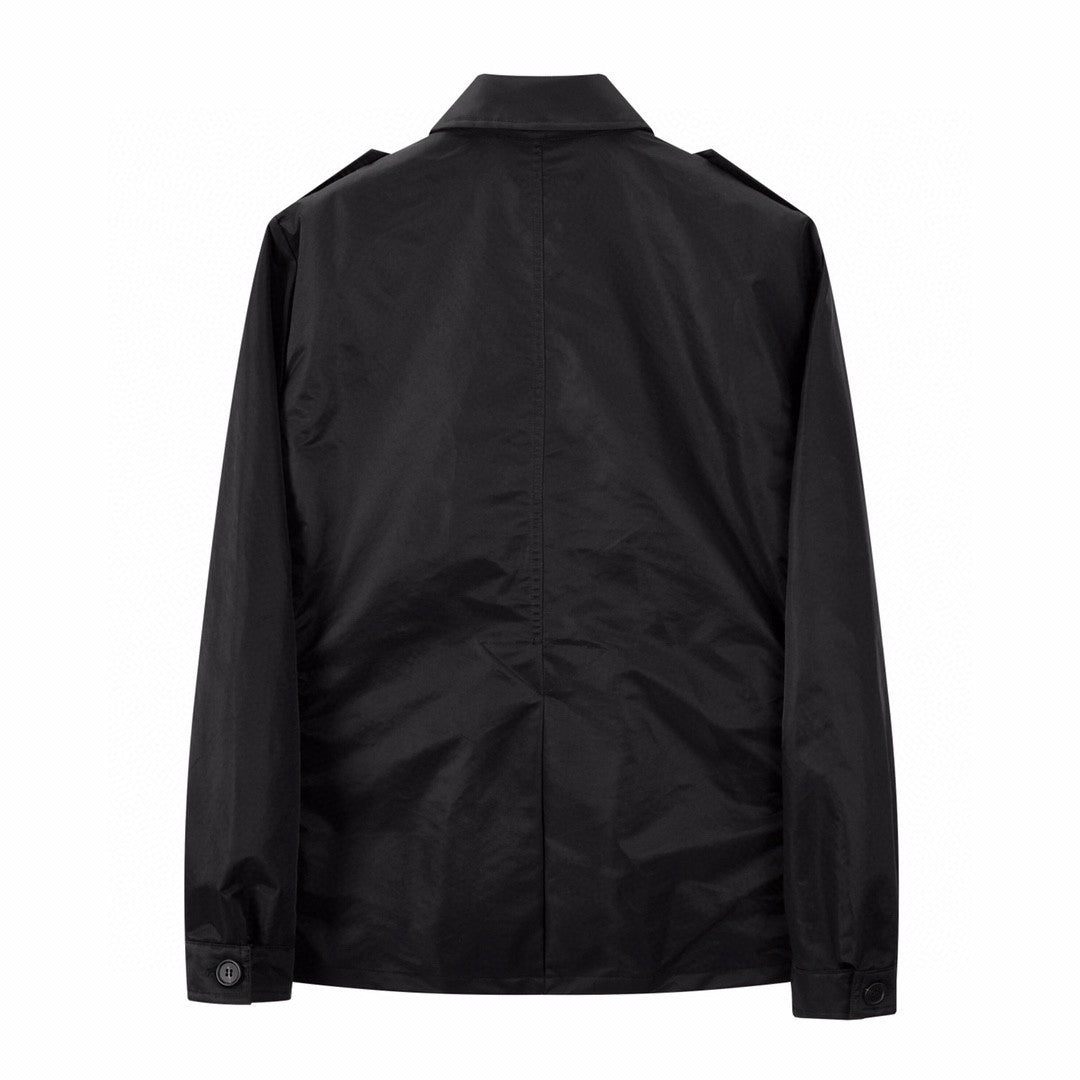 Prada Men's Spring and Fall Black Nylon Multi-Pocket Zipper Long Sleeve Jacket #99721